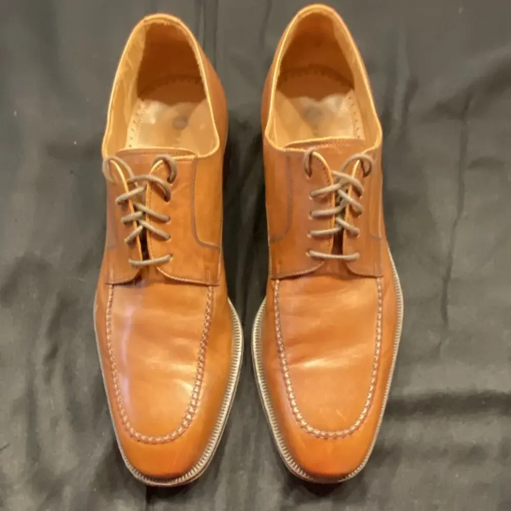 Magnanni 9803 Men’s 11.5 Cognac Brown Leather Lace Up Dress Shoes Made Spain